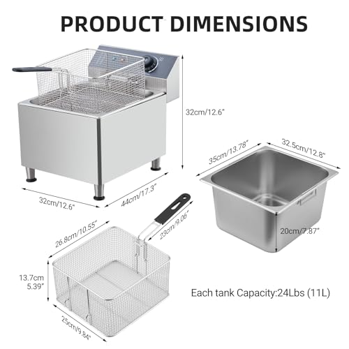 Towallmark Electric Fryer 11.6QT, 11L Fryers With Baskets Large, 1700W Portable Deep Fryer For Restaurant And Home Use, Electric Deep Fryer With Basket And Lid