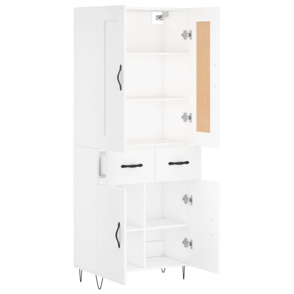 vidaXL Witrynka, biała, 69,5x34x180 cm, materiał drewnopochodny, regał, wysoka szafka, meble do salonu, wysoki regał, mebel do salonu