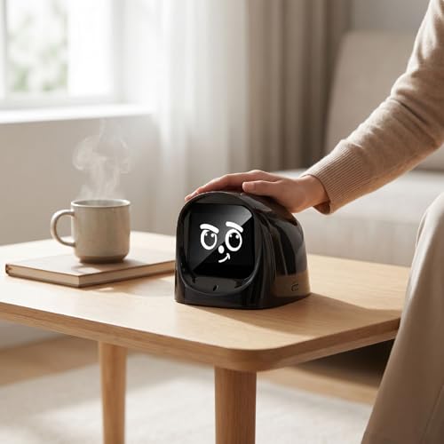 Diydeg Al Desk Robot Companion, Emotional Interactive Robot Pet with 70 Animated Expressions, Touch Control & Wireless Speaker, Smart Chat Robots for Car Dashboards and Office Desk (Black) - Image 7