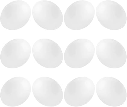 12pcs Realistic Fake Parrot Eggs for Hatching Simulation and Cage Decoration, White Plastic Sturdy Wear-resistant Bird Egg Props for Lovebirds and Parrots