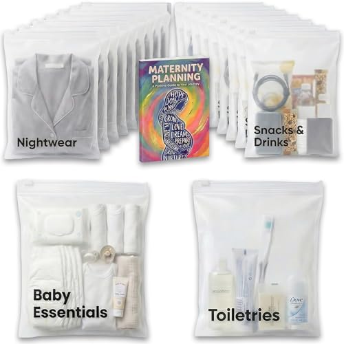21x Maternity Hospital Bag Organiser Pouches Includes Planner Book Large Zip Lock Bags For Maternity Essentials And Baby or Mother Pregnancy Hospital Bag | Pregnancy Essentials | Baby Shower