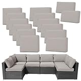 FKSLIFE 14Pieces Patio Cushion Covers Replacement Outdoor Couch Cushions Covers Splashproof Sofa Slipcovers Set with Zippers,Patio Furniture Protector Cover Only(Light Gray,25.6×25.6×3.94inches)