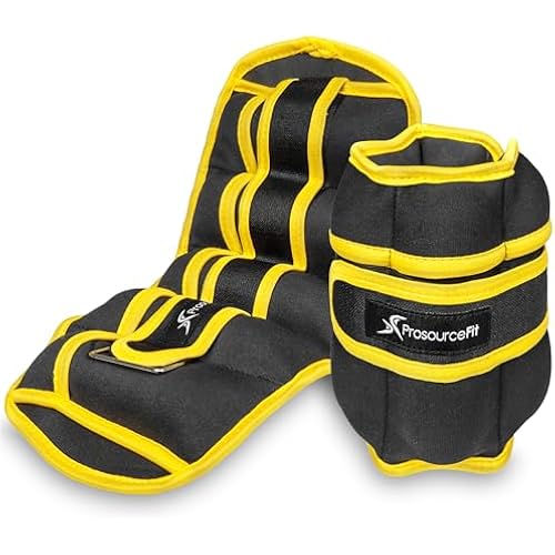 Prosource Ankle/Wrist and Arm/Leg Weights Set of 2, Adjustable Strap 1 lb-5 lb, Adjustable Weight 15 lb, 10 lb, 7 lb for Men and Women