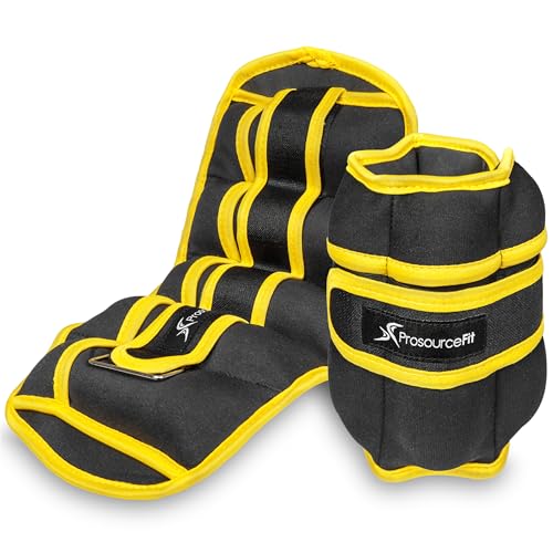 ProsourceFit Adjustable Ankle, Wrist, Arm, and Leg Weights for Men and Women, Set of 2, 7.5lb each, Yellow by ProSource - Used condition - US$13.38