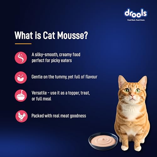 Image of Drools Adult Cat Wet Mousse 80g | Salmon | High Protein | Supports Hydration & Easy Digestion | Grain Free | No Artificial Additives | Enriched with Vitamins & Antioxidants