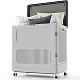 HAIXIN Plastic Collapsible 157 QT Deck Box with Wheels, Lidded Outdoor Storage Box for Patio Cushions, Tools, Parcel Delivery, Toys, Lockable...