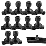 HSOKEW-10pcs-Double-Lug-Threaded-Stud-Nut-Fitting-Tie-Down-Heavy-Duty-Bolt-Down-Anchor-Point-Used-with-L-Track-Rail-for-Truck-Bed-or-Trailer-Cargo-Control-Bearing-6000-LBS-Heavy-Duty-Steel
