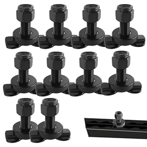 Hsokew 10Pcs Double Lug Threaded Stud Nut, Fitting Tie Down Heavy-Duty Bolt Down Anchor Point Used With L Track Rail For Truck Bed Or Trailer Cargo Control, Bearing 6000 Lbs Heavy Duty Steel 1 41gdrlezsdl. sl500 . ss300