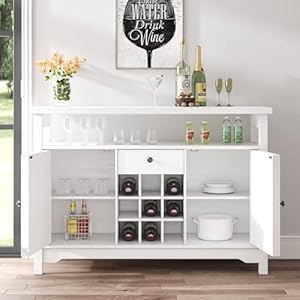 4ever2buyfarmhousecoffeebarcabinetwithstoragewhitecoffeebarwithdrawerkitchenbuffetcabinetwithbarndoorwinebarcabinetwith9wineracksfordininglivingroom Urban Country Home Decor 4ever2buy farmhouse coffee bar cabinet with storage white coffee bar with drawer kitchen buffet cabinet with barn door wine bar cabinet with 9 wine racks for dining living room urban country home decor