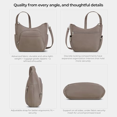 Travelon Anti-theft Classic Crossbody Bucket Bag, Hazelnut, One Size, Travelon Anti-theft Classic Crossbody Bucket Bag by Travelon - Used condition - Image 5