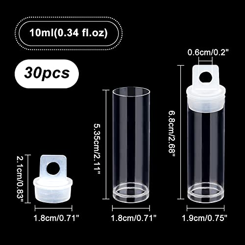 Image of PH PandaHall 30pcs Clear Tube Bead Containers, Plastic Storage Tubes with Caps Organizers Bottle Container Set for Beads, Bath Salt, Candy Storage, Party Favors, 10ml (2.68x 0.75 Inch /6.8x1.9 Cm)