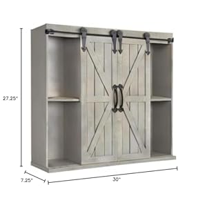 Kate and laurel cates decorative wood wall storage cabinet with two sliding barn doors rustic gray  urban country home decor