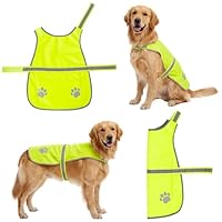 Reflektierende Hunde-Sicherheitsweste, Hochsichtbare fluoreszierend-gelbe Weste für große Hunde,Passend für 50–54 cm Halsumfang