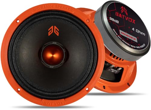 Image of MX80E2 Loudspeaker 8 Inch Midrange 640 Watts 4 Ohms Orange Bullet, Premium Quality Audio Door Speakers for Car or Truck Stereo Sound System, Orange (2 Speakers)