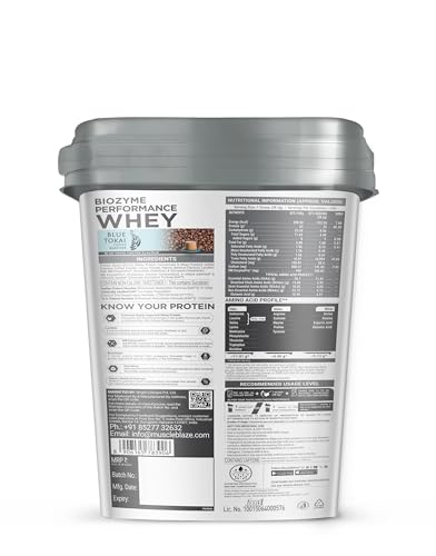 Image of MuscleBlaze Biozyme Performance Whey Protein Powder, Blue Tokai Coffee (4kg / 8.8lbs) & Micronised Creatine Monohydrate CreAMP, Unflavoured (32 Servings, 100g) | Combo Pack