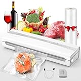 Vacuum Sealer Machine With Vacuum Sealer Bags, Dry/Moist Compact Full Automatic Food Sealer, Air Sealer Machine with Vacuum Seal Rolls, Bag Cutter,