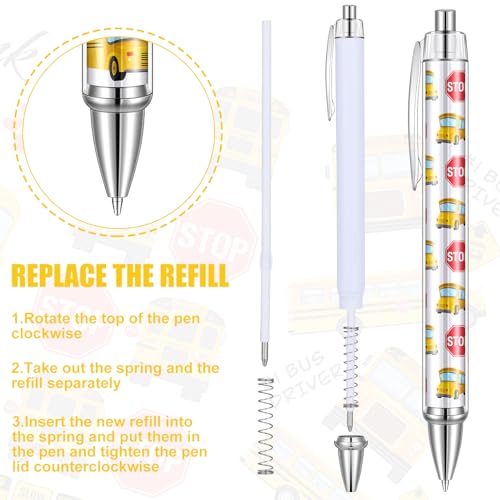 Humyoun 24 Pcs Back to School Bus Driver Appreciation Gifts Pens Bulk Bus Driver Essentials Thank You Party Favors Ballpoint Pens Gift for First Day of School Birthday Retirement Party Supplies - Image 6