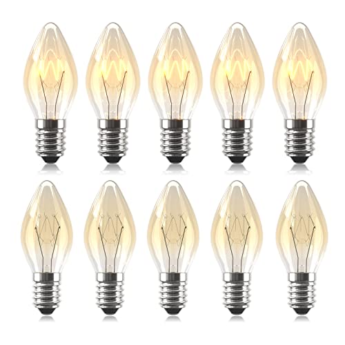 Luxvista Ampoule E14 15W Incandescent pour Lampe de Sel, Blanc Chaud 2700K Dimmable Ampoule Bougie C7 Ambre Equivalent à 1W LED AC 220V-240V pour Four, Chauffe-cire, Veilleuse, Lot de 10 Cover