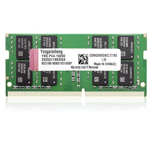 Yongxinsheng DDR4 2400 MHz 8GB Laptop RAM PC4-19200 SODIMM Non-ECC Unbuffered 1.2V 2Rx8 Dual Rank 260-Pin CL17 PC Computer Memory Upgrade Module