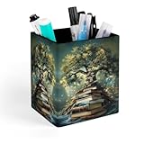 Hrkjadan Tree Book Science Fiction Fantasy Pencil Holder,Pen Holder Cup,Pencil Cup Holder,Makeup Brush Holder,Desk Office Pen Organizer
