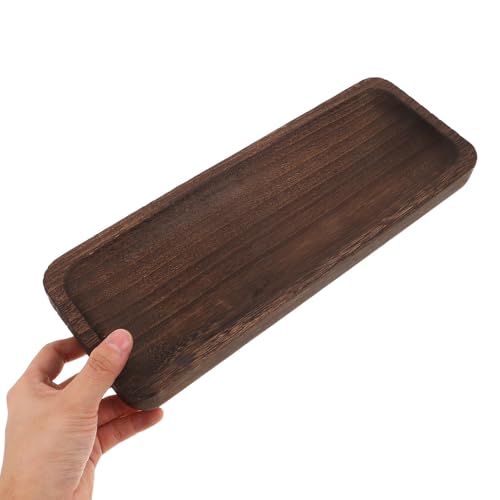 Bandeja decorativa de madera marrón rectangular rustica para mesa 5