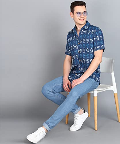 Image of BLOCKS OF INDIA Cotton Hand Block Print Half Sleeves Summer Shirt for Men
