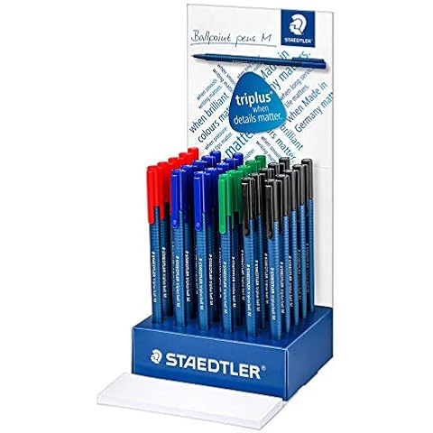 STAEDTLER Noris Triplus Ball 437 CA30. Pack de 30 bolis rojos, verdes, azules y negros. Cover