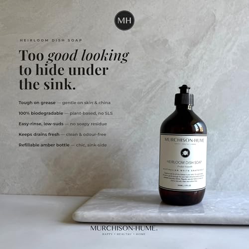 Image of Murchison-Hume Heirloom Dish Soap | Plant-Based Dishwashing Liquid | Tough on Grease | Gentle on Hands & Sensitive Skin | Non-Toxic | Safe for Fine China | Australian White Grapefruit | 16 fl oz
