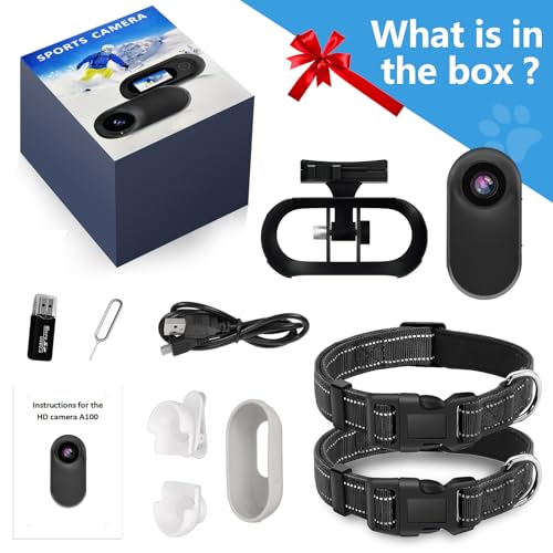 Image of HD 1080P Cat Camera Collar with Video Record Wireless Mini Sport cam,Small Action Cameras,Body Camera for Pet Supplies Stuff Outdoor /Inoor Birthday Gift No WiFi(Black)