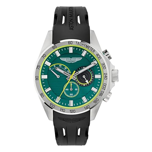 Aston Martin HLC Collection Luxury Mens Watch Timepieces with a Black Strap Featuring a Stainless Steel Case and a Green Dial