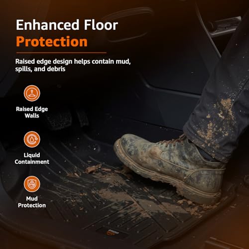Image of Amazon Basics 5D Custom Fit Car Floor Mats for Mahindra XUV 3XO Manual | Odor Free Virgin Polymer | All Weather Waterproof Protection | Edge to Edge Coverage | 3 Piece Set
