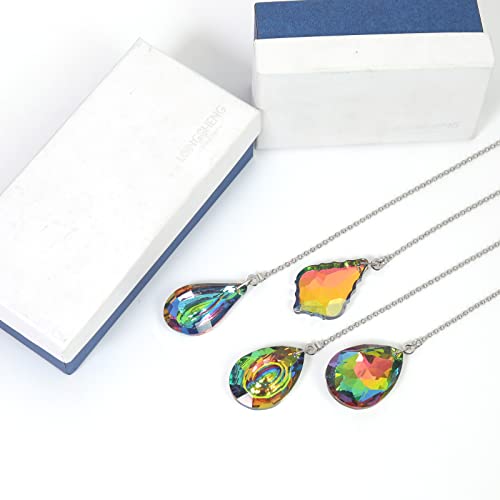 Image of 4 Pieces Crystal Ceiling Fan Pull Chain Rainbow Maker Pull Chain Extension with Connector