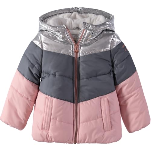 OSHKOSH B'GOSH Girls' Perfect Colorblocked Heavyweight Jacket Coat (2T, Silver/Pink)