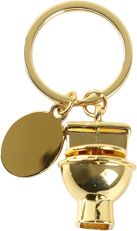 Golden Mini Toilet Keychain, Personality Creative Mini Toilet Shape Metal Keychain Simulation Toilet Car Key Pendant Decor Small in Size,Convenient to Carry,Decorative Metal Car Key Ring Pendant