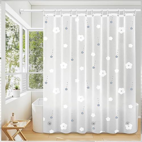 jssablo Shower Curtain Liner 100% Waterproof Peva Shower Curtains with 3 Duty Heavy Bottom Magnets and 12 Rust Proof Grommets 72x72 Weighted Shower Liner for Shower Stall Bathtubs