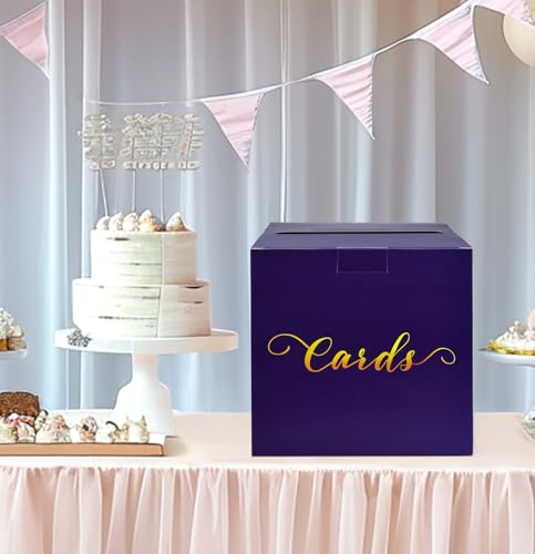 Image of HEIPINIUYE Purple Card Box for Party Gift Card Box Holder Envelope Box for Graduation Wedding Birthday Baby Shower Party Raffle Box