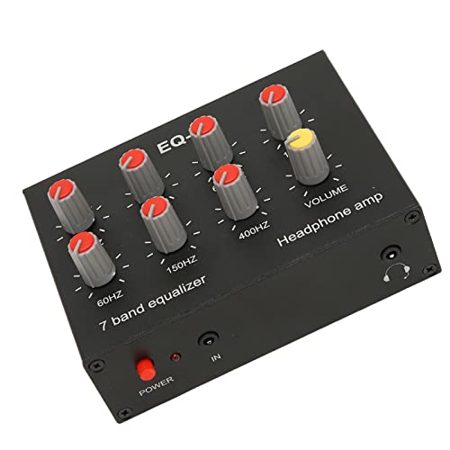Equalizzatore a 7 Bande, Ingresso Uscita , Regolazione dei Bassi Alti 12dB, Equalizzatore Digitale a Due Canali, Interfaccia da 3,5 Mm, per Registrazione, Streaming, Podcasting