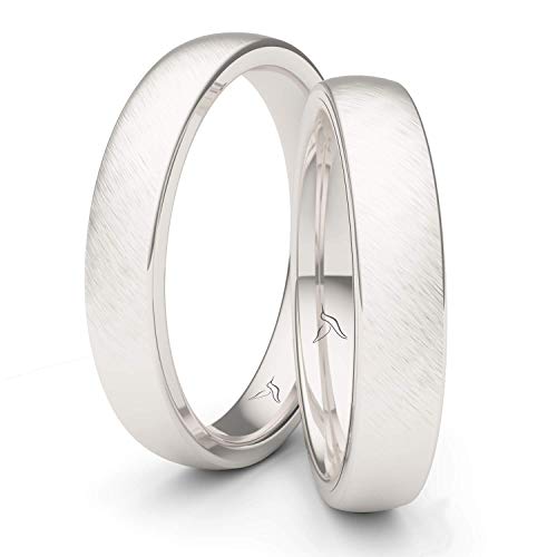 Partnerringe Silber 925 Paarpreis Massiv 4 mm Breite Nickelfrei Freundschaftsringe Trauringe Eheringe 100% Made in Germany- Inkl. Gratis Etui + Gravur (Schrägmatt) Cover