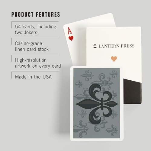 Baraja de 52 cartas Fleur de Lis patrón gris poker miniatura 3