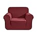 CHUN YI 1-Piece Jacquard High Stretch Armchair Arm Chair Slipcover, Polyester and Spandex 1 Seater Cushion Couch Cover Coat Slipcover, Furniture Protector Cover for Sofa and Couch (Chair, Wine)