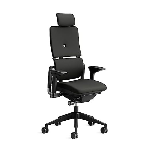 Steelcase Please Ergonomischer Bürodrehstuhl mit höhenverstellbarer Lumbalstütze für Unterstützung den ganzen Tag über, anpassbare Kopfstütze Onyx Schwarz, 66 x 64 x 118