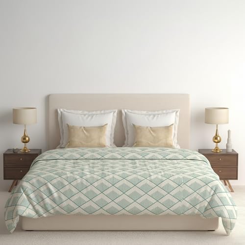 Image of 280 TC Luxurious Glace Cotton Duvet Cover /Comforter Cover /AC Quilt Cover King Size /Dohar /90 X100 Inches - (Green)