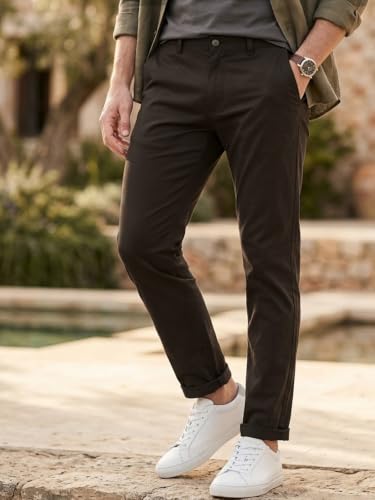 Image of Urbano Fashion Men's Cotton Light Weight Non-Stretch Slim Fit Casual Trousers
