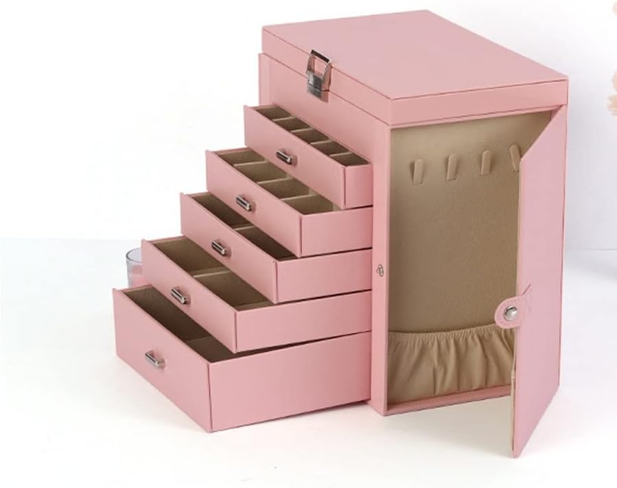 Jewelry Box Organizer Jewelry Box PU Princess Jewelry Five-Layer Storage Box Jewelry Box Jewelry Organizer Small (B 27x16x28cm)