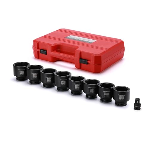 Image of MIXPOWER 9 Pieces 3 /4-Inch Drive Impact Socket Set, CR-MO, 6 Point, SAE, 2-1 /16 inch to 2-1 /2 inch, 9 PCS Jumbo Sockets, 3 /4 inch Drive Standard Impact Socket Set