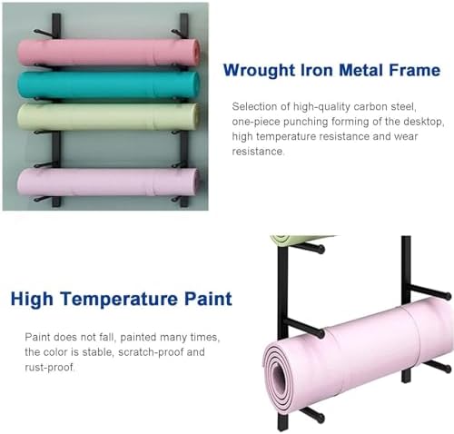 Snowboard Storage Rack，Tall Floor Yoga Mat Rack, Yoga Mat Wall Mount Holder Shelf for Home GymStudio, 69-Tier Heavy Duty Metal Foam Roller Display Stand, Sports Mats Storage Rack Organizer