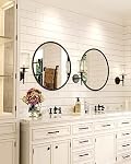 Growsun Miroir rond noir, 24 inch Circle Mur miroir pour salle de bain Vanity, entrée salon, Matte Black Cadre en métal pour décoration maison