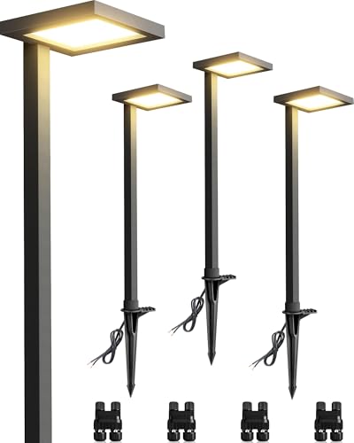 SUNVIE 5W 3000K LED Low Voltage Landscape Pathway Lights Black, 4 Pack