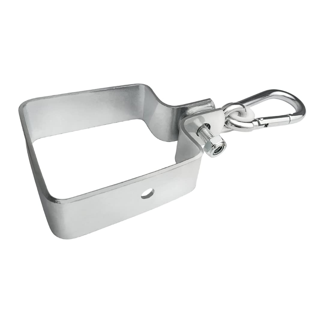 Set di 2 Ganci per Altalena con Moschettone 90x90mm Ganci A Manica Collare per Altalena - Moschettone Quadrato Supporto per Gancio Gancio per Travi O Legni Quadrati Supporto