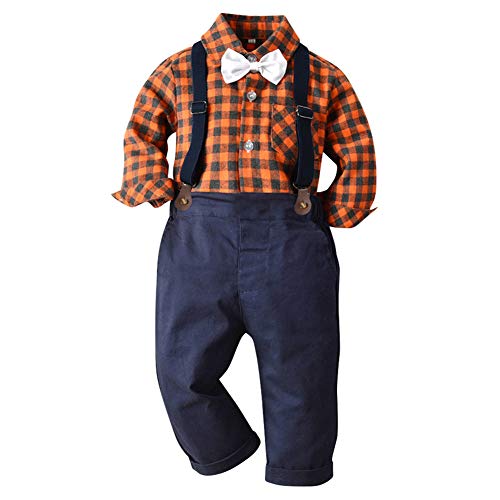 FYMNSI Baby Jongens Formele Pak Peuter Kids Gentleman Lange Mouwen Vlinderdas Shirt Bretels Broek Outfit Voor Bruiloft… - Image 3